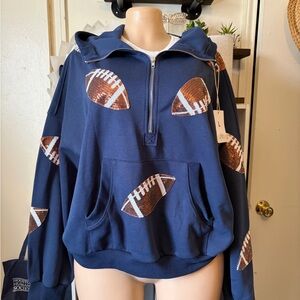 Navy Football Sequin Hoodie NWT